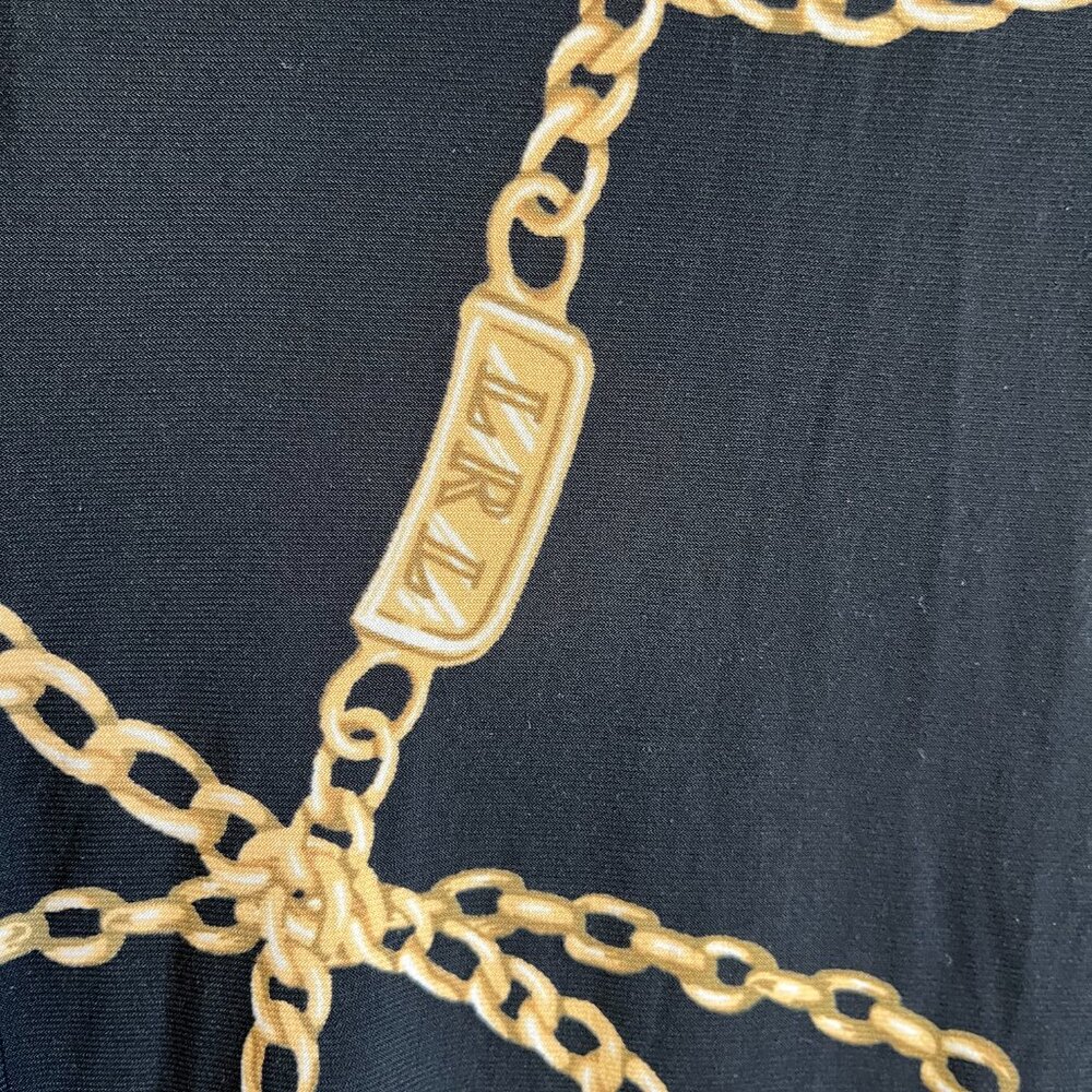 Lauren Ralph Lauren Dress Women sz 6 Black Gold Chain Print Classic Old Money - Picture 6 of 10